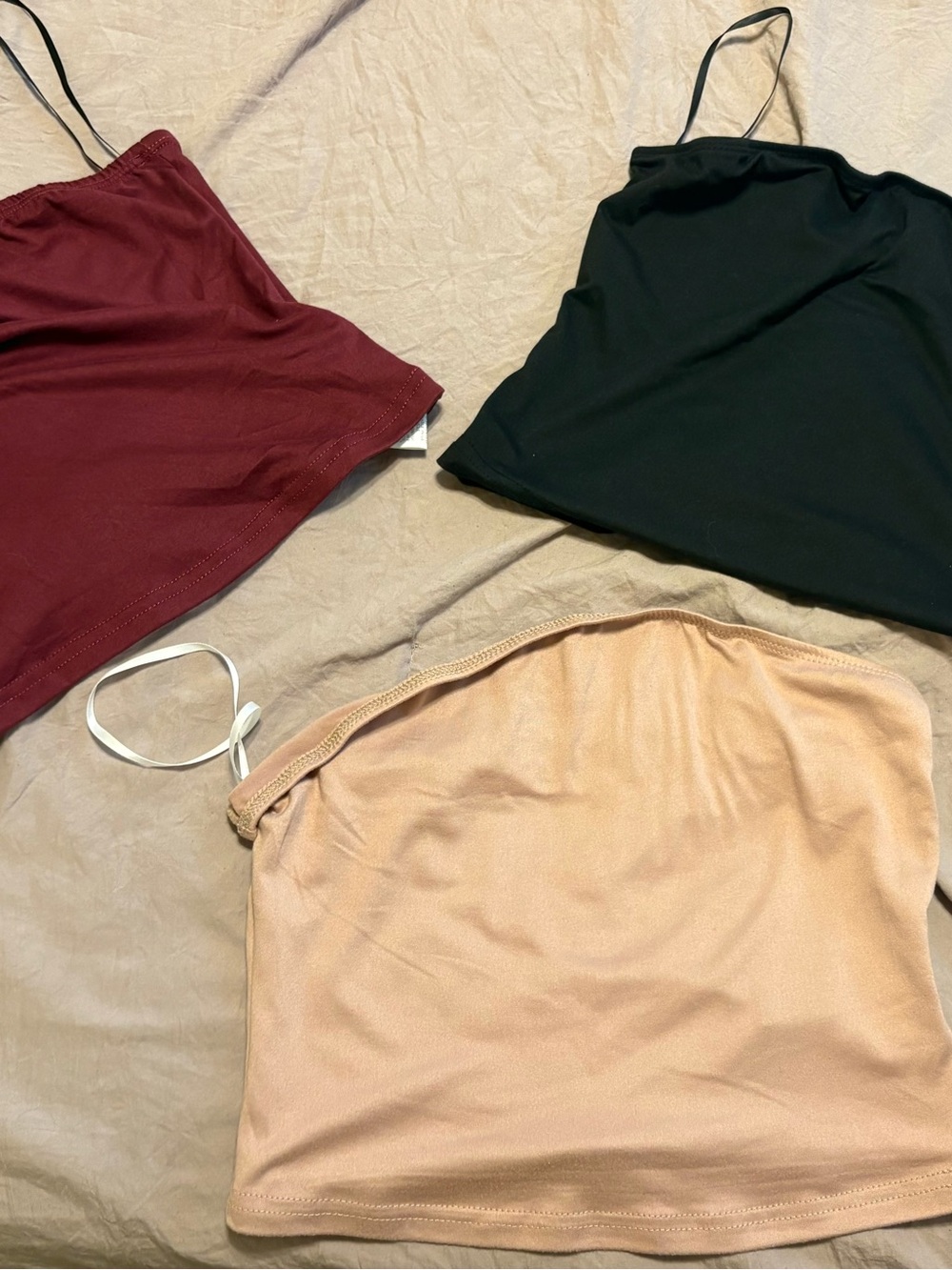 Women's Tube Skirt Trio - Green, Burgundy & Nude